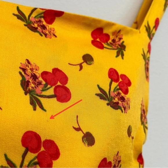 Urban Outfitters UO Jade Scarf Cami Yellow Cherry Print Tie Back Cropped Tank XS - Picture 14 of 14